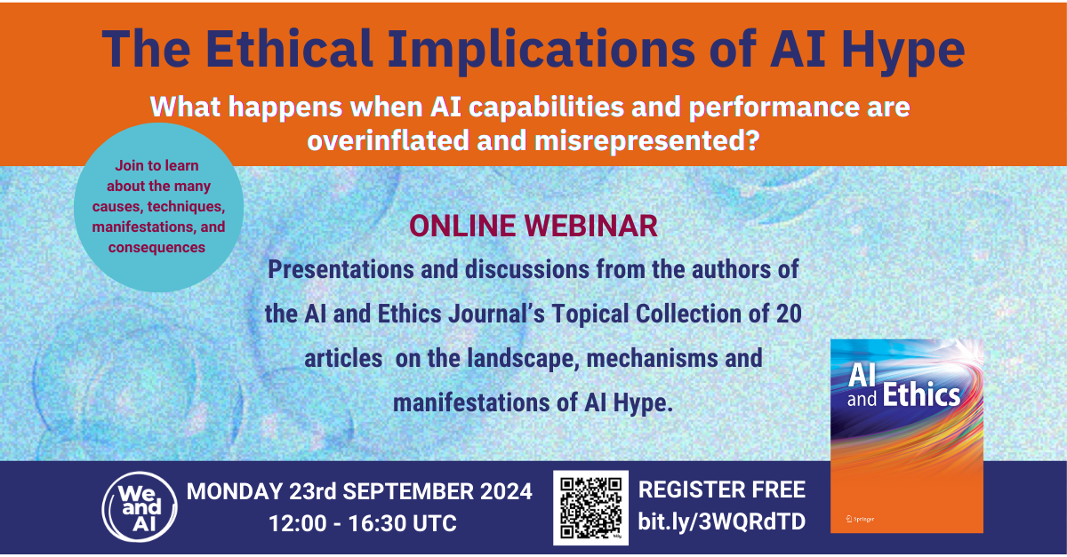 Free online webinar to explore research on the ethical implications of AI Hype, by We and AI on 23th Sep 2024